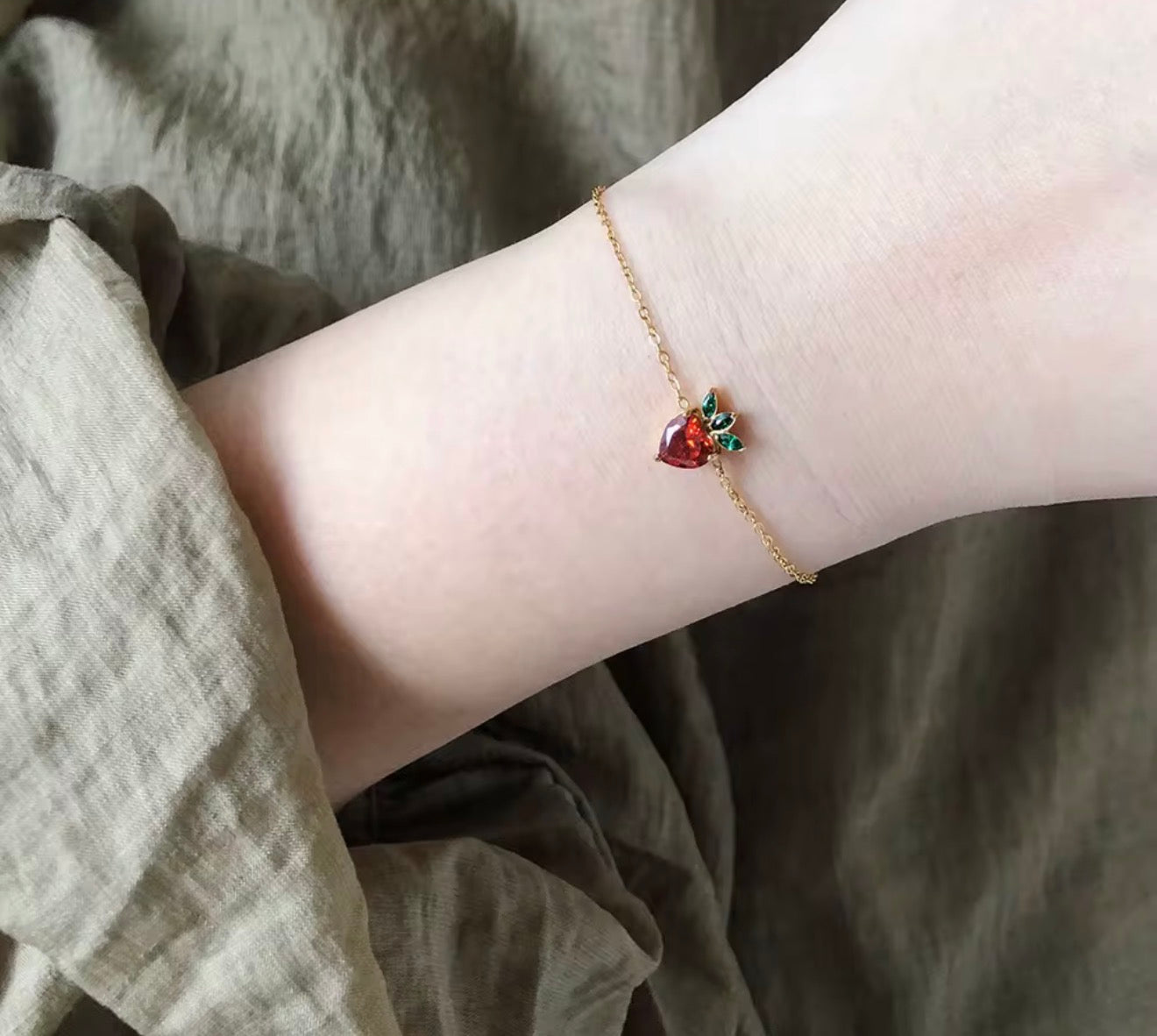 Dainty Strawberry Bracelet