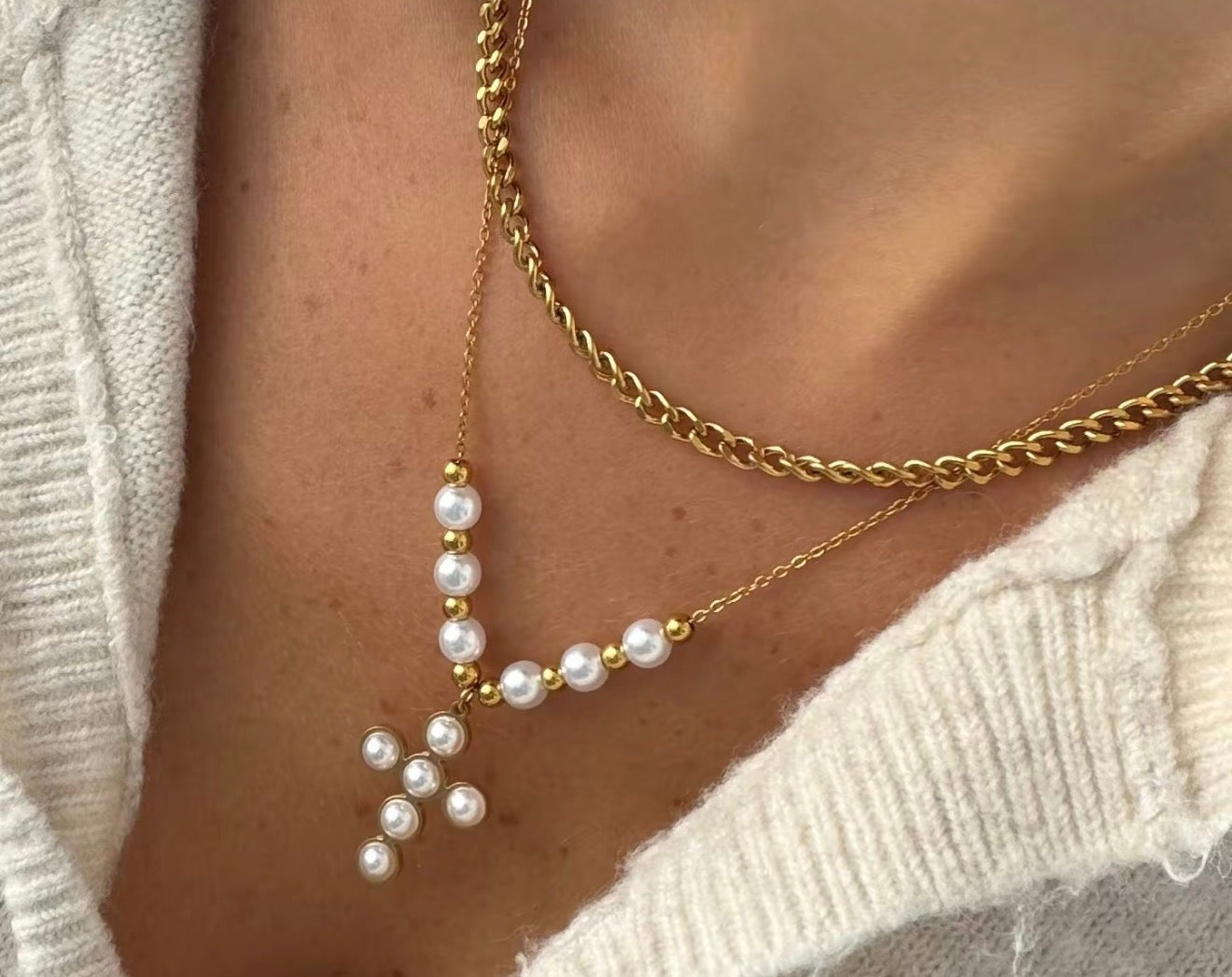 Pearled Cross Set