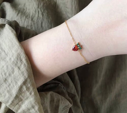 Dainty Strawberry Bracelet